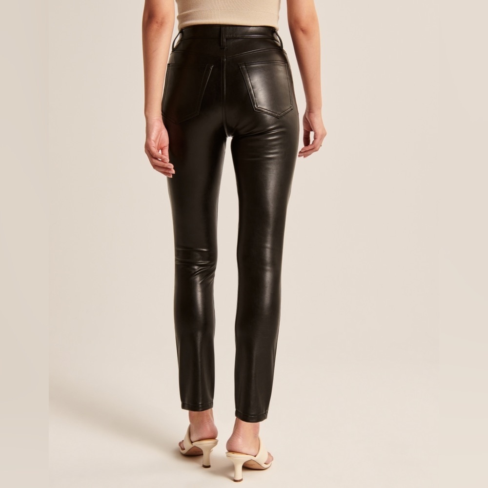 Abercrombie & Fitch Vegan Leather The Skinny High Rise Curve Love Black Sz 29|8S - Picture 3 of 10